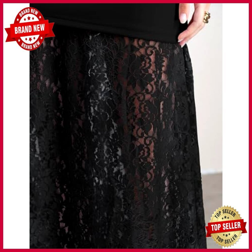 Strapless Backless Midi Dress with Lace Hem, Tube Top, Zipper Closure - Picture 6 of 7